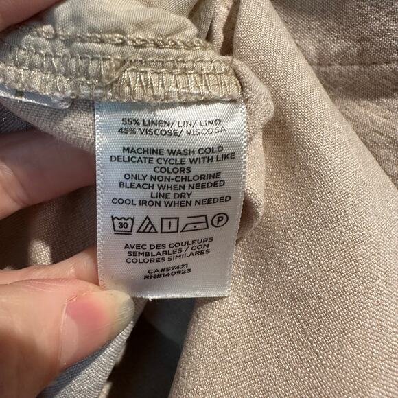 Loft Linen Blend Light Khaki Pull On Shorts Micro Mini Short Size XL Pockets - Picture 4 of 8